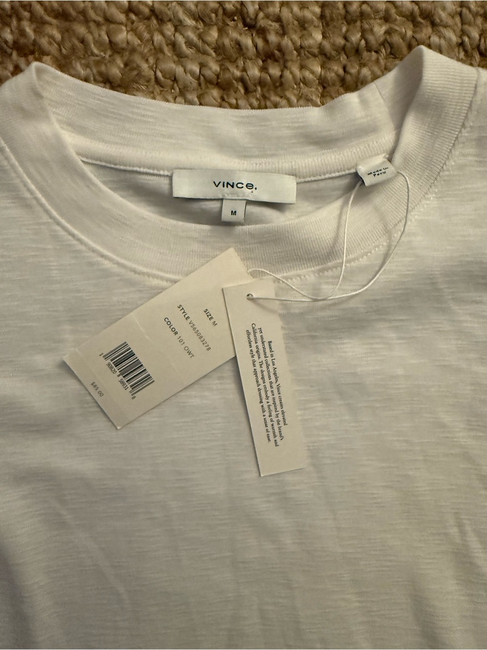 VINCE. NWT White Cotton Modal Crewneck T-Shirt — Size M - Picture 2 of 5